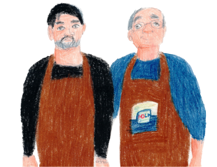 Disegno a mano dei proprietari del Bar Manifattura