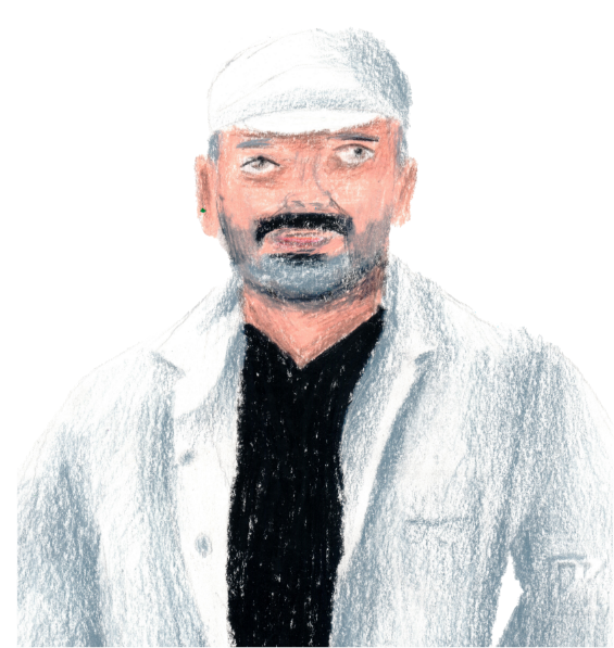Disegno a mano del proprietario della Salumeria Andrea Prandini