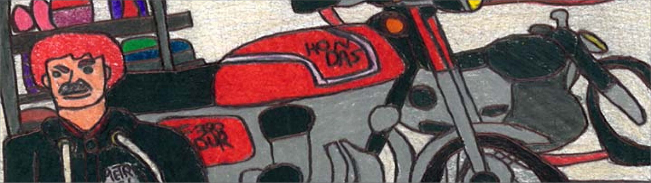 Disegno a mano del proprietario di Pietri Store dentro al suo negozio