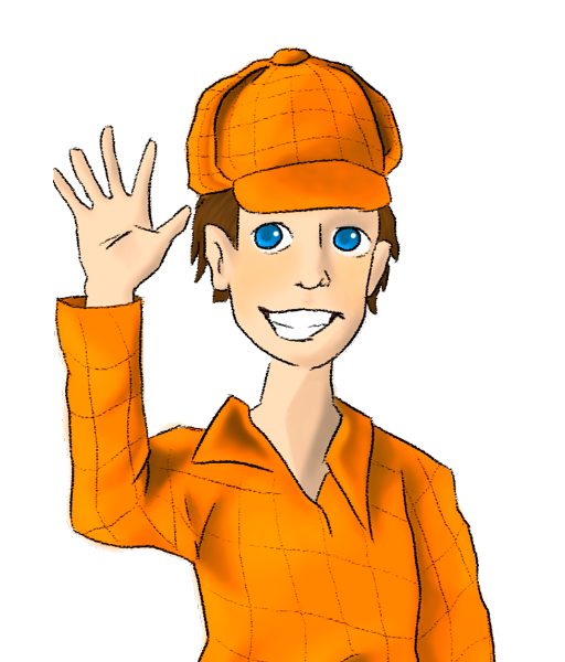 Disegno a mezzobusto di Tommy, il protagonista immaginario delle avventure nei Locali Amici.